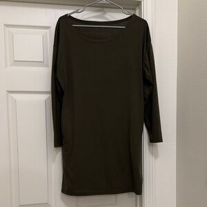 SHEIN Dark Olive Green Scoop Neck Tunic Dress